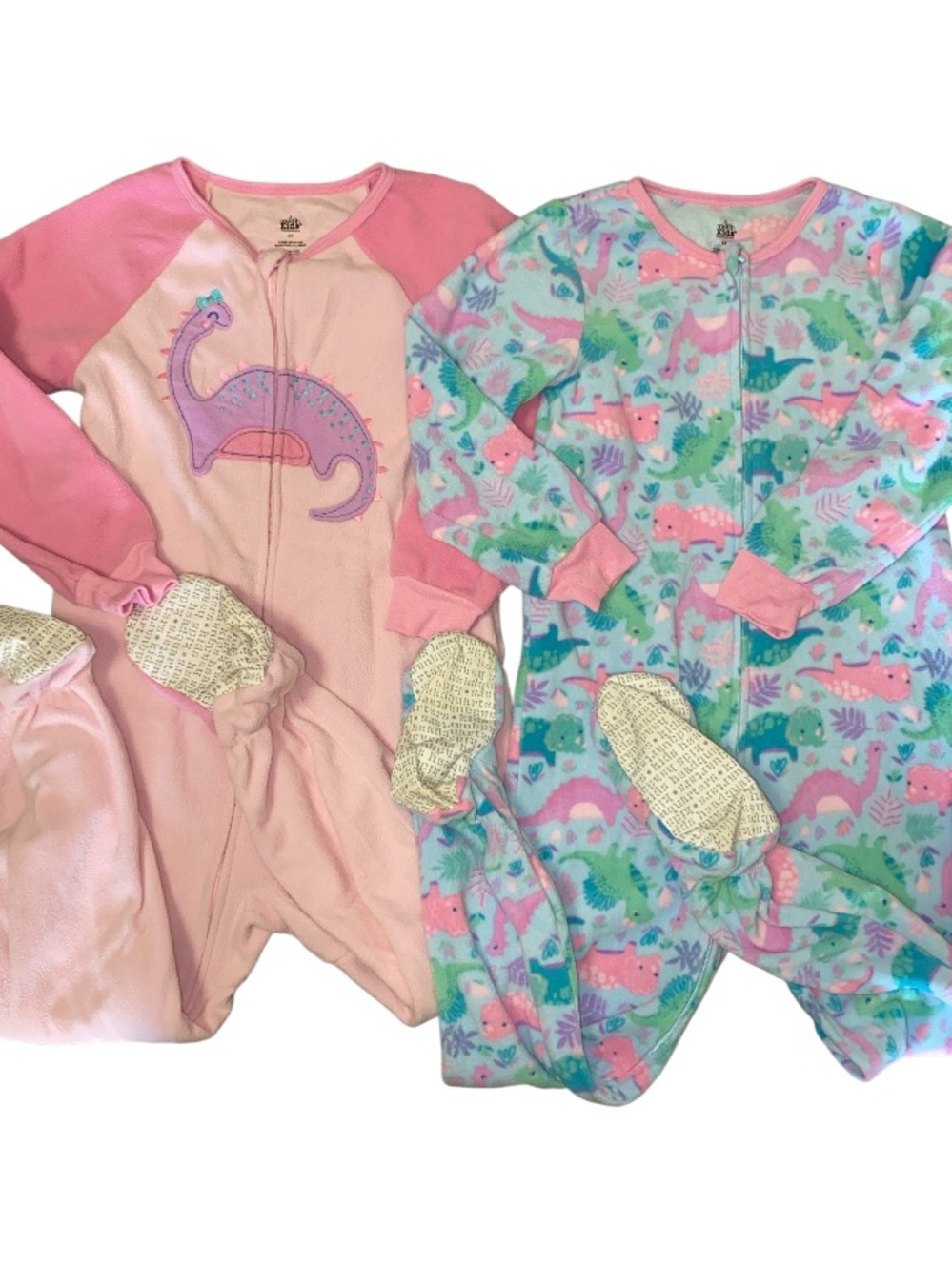 Kids Headquarters • Dinosaur Theme •Footed One-Pieces - 2-Pack